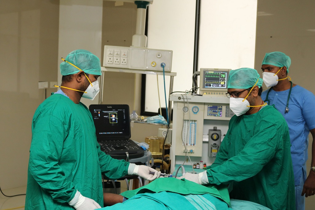 Ultrasounded guided nerve block