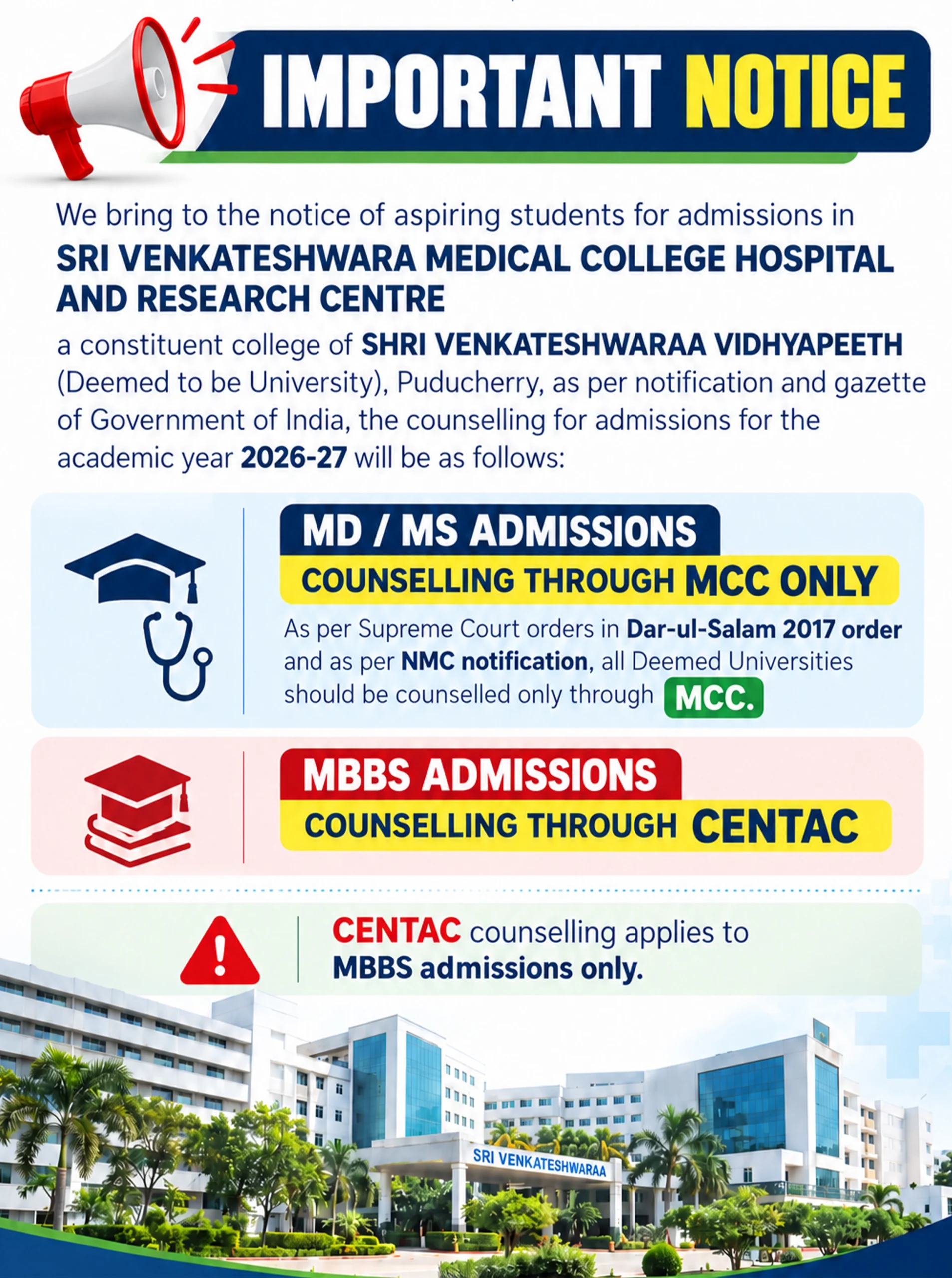 SVMCH&RC Announcement